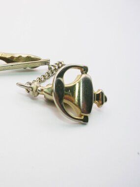 Vintage articulated Door Knocker Tie Pin with clip gold tone Hickok USA
